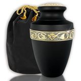 Serenity Zwarte Mooie Volwassen Crematie Urn voor Menselijke As - w Fluwelen Tas