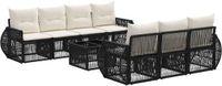 vidaXL Tuinbank - Set - 8 - st - Zwart - poly - rattan