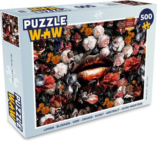 MuchoWow Puzzel Lippen - Verf - Bloem - Legpuzzel - Puzzel 500 stukjes