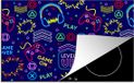 Merkloos KitchenYeah® Inductie beschermer 77x51 cm - Gaming - Neon - Koptelefoon - Design - Inductie beschermer