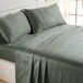 Icecat Ensemble de draps, en satin de coton, 300 fils, couleur vert olive, 4 pièces