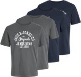 Jack & Jones Heren T-Shirt JJLINO 4-Pack regular fit Veelkleurig L Ronde Hals Volwassenen Opdruk Print Shirts