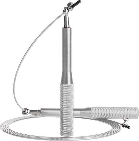 MXM Sports Professioneel Fitness Speed Springtouw - Platinum Zilver - Verstelbaar & Verzwaard