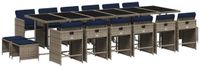 vidaXL 17-delige tuinset met kussens, grijs, polyrotan