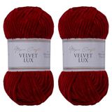 Utopia Crafts Velvet Lux Chenille Superzacht, grof garen voor breien en haakgaren, 2 x 100 g (donker scharlaken)