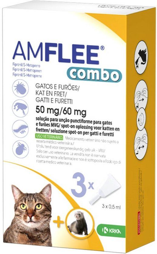 Amflee Spot On Combo Anti Vlooien en Teken Druppels vanaf 1 kg - 3 pipetten