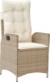 vidaXL Tuinstoel verstelbaar met kussens poly rattan beige