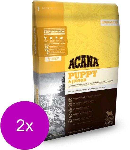 Acana Heritage Puppy & Junior Kip&Kalkoen - Hondenvoer - 2 x 2 kg