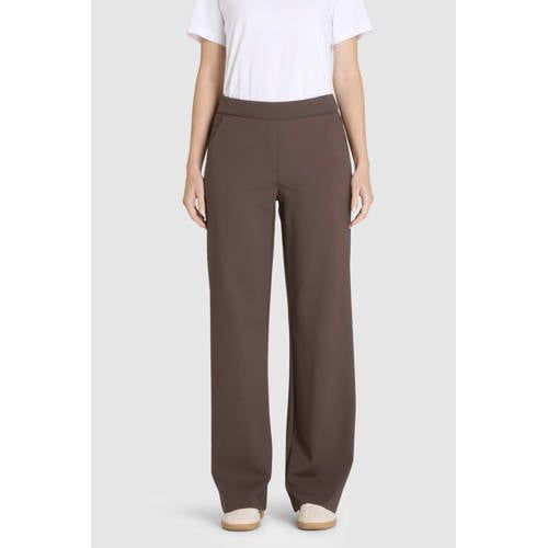 MAC jersey wide leg regular waist broek bruin