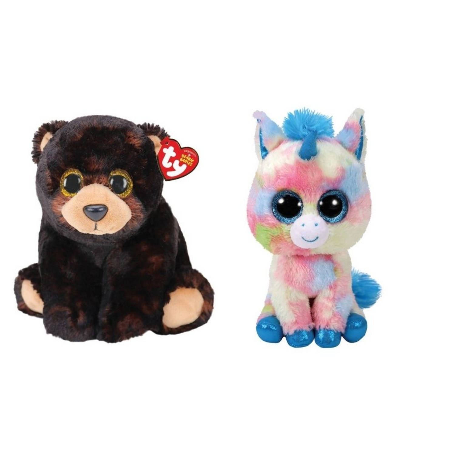 TY - Knuffel - Beanie Buddy - Kodi Bear & Blitz Unicorn - Meerkleurig