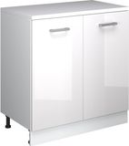 Vicco Keukenkast voor schuine wand R-Line, Wit Hoogglans, 80 cm