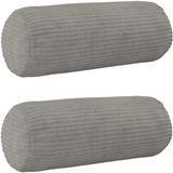 vidaXL - Kussensloop - 2 stuks - HEERLEN - Lichtgrijs - Ø 15 x 40 cm - corduroy
