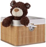 Merkloos / Sans marque 4 x opbergmand naturel - bamboe - mand met stof - opbergbox voor in kast