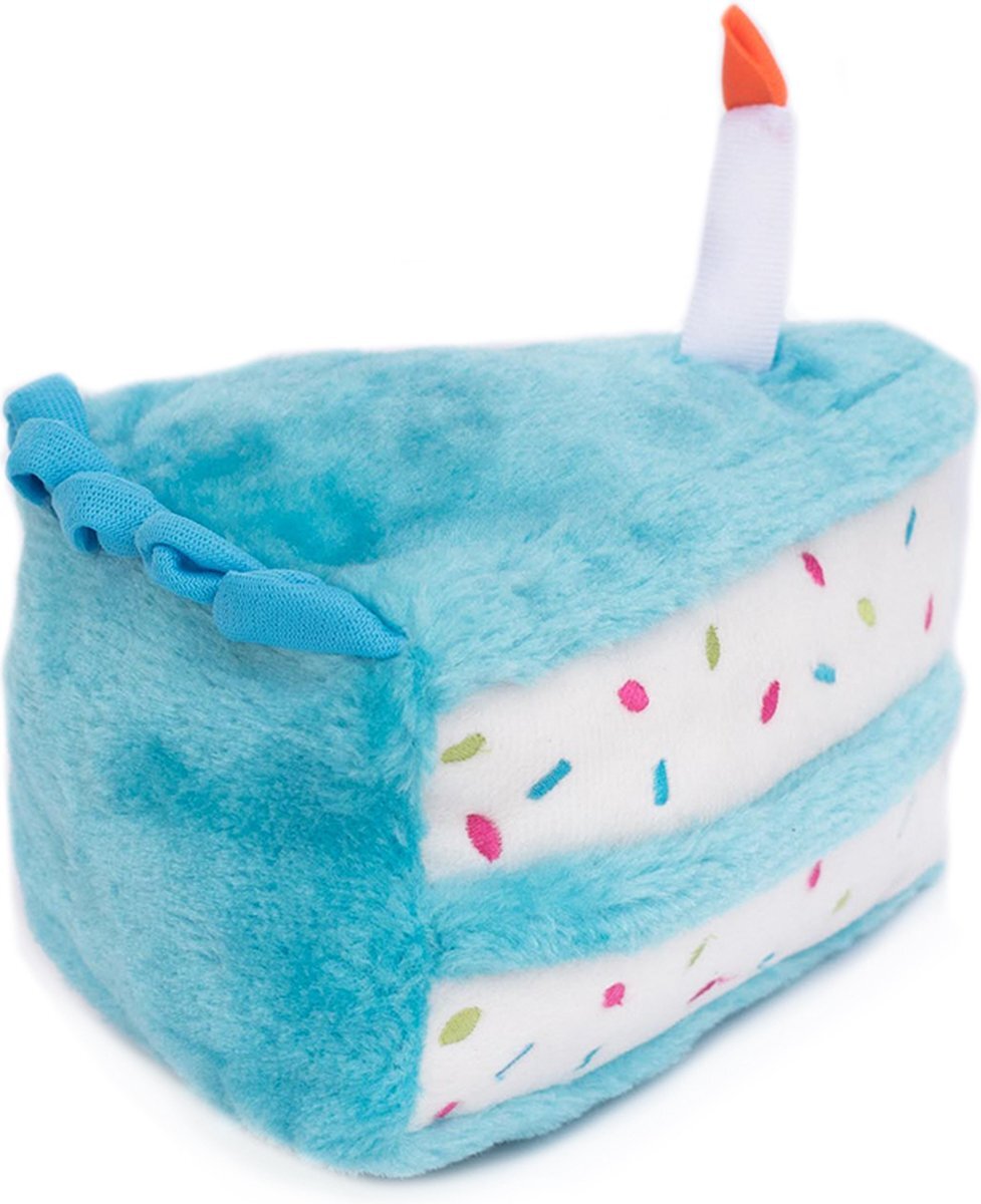 Zippy Paws ZP861 Birthday Cake - Blue - Speelgoed voor dieren - honden speelgoed – honden knuffel – honden speeltje – honden speelgoed knuffel - hondenspeelgoed piep - hondenspeelgoed bijten