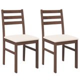 vidaXL Eetkamerstoelen met kussens, 2 stuks, massief hout, rubber, bruin