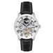 Thomas Earnshaw Mens 44mm Longitude Dual Time Automatic Skeleton Horloge met 12 uur Dual Time, Zon & Maan Display en Versierde Rotor, Wit/Zwart, ES-8006-01