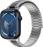 By Qubix Qubix - Magnetische stalen band voor Apple Watch 44mm/45mm/46mm/49mm (Ultra 1,2 en 3) - Zilver met zwart