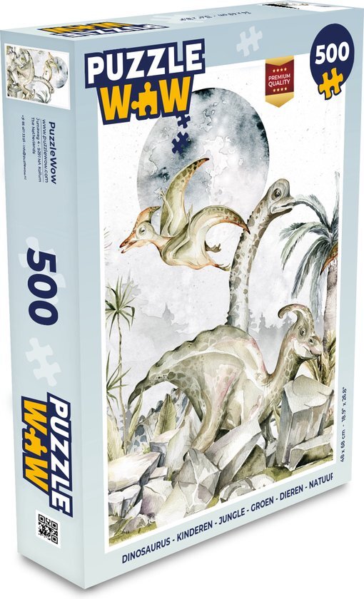 MuchoWow Puzzel Dinosaurus - Kinderen - Jungle - Groen - Dieren - Natuur - Legpuzzel - Puzzel 500 stukjes - Sinterklaas cadeautjes - Sinterklaas voor grote kinderen