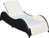 Lit de jardin avec coussin poly rotin noir