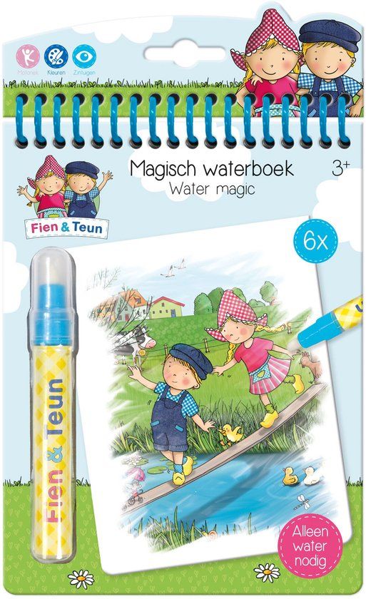 Bambolino Fien & Teun water kleur boekje - herbruikbaar magisch kleurboek - kleuren educatief peuter speelgoed - vanaf 2 jaar