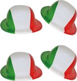 Merkloos Italië Bolhoed - 4 stuks - Plastic - Volwassenen - Italiaanse Vlag Kleuren - Supporter - Hoeden