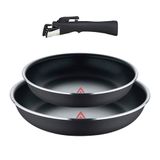 BERGNER Set van 3 koekenpannen (22 + 26 cm) met afneembare handgreep, geperst aluminium en Heat Dot, ILAG Essential coating, zwart
