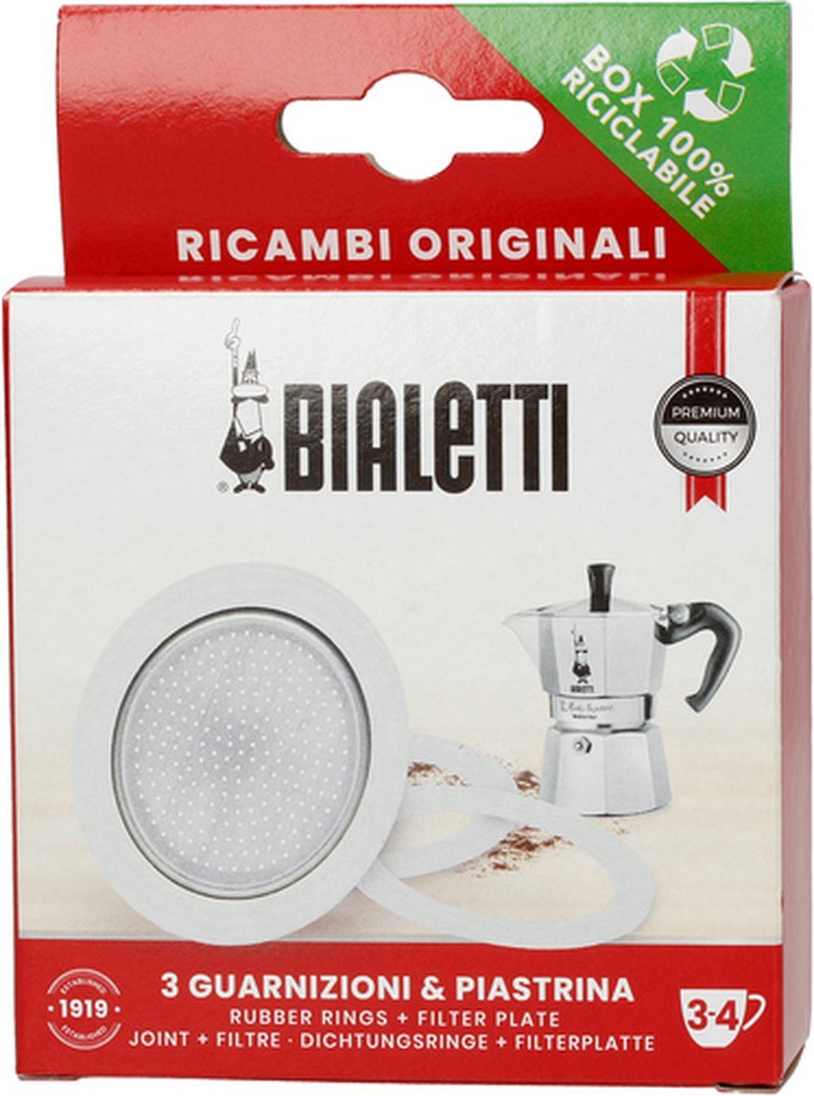 Bialetti - 3 Seals + Sieve for 3-4tz Aluminium Coffee Makers