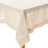 SARO LIFESTYLE Poly en linnen mix Toscana tafelkleed met hemstitch rand, natuurlijk, 65 "x160"