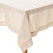 SARO LIFESTYLE Poly en linnen mix Toscana tafelkleed met hemstitch rand, natuurlijk, 65 "x160"