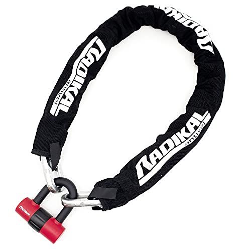 RADIKAL RK7214 Vierkante Kettingslot Dubbele Functie, 120cm en Mini U Remschijfslot 14mm + Herinneringskabel