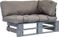 vidaXL Banc de jardin palette avec coussins gris bois de pin
