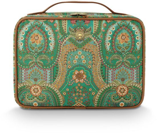 Pip Studio Casey Beautycase Dames Toilettas Jabali Groen 27x10x19cm