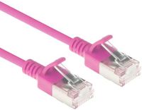ACT Roze 3 meter LSZH U/FTP CAT6A datacenter slimline patchkabel snagless met RJ45 connectoren
