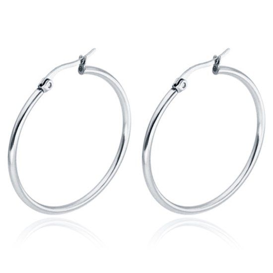 Cilla Jewels Hoop oorringen Dames Edelstaal Zilverkleurig-60mm