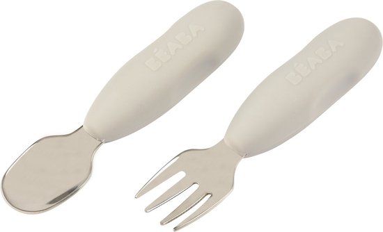 Béaba Pre-bestek - Bestekset - Set van 2 - Vork en lepel - Grijs