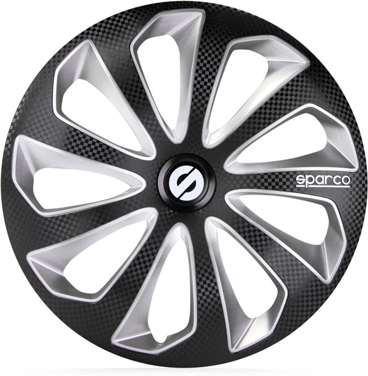 Sparco 4-Delige Wieldoppenset Sicilia 16-inch Zwart/zilver/carbon