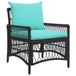 vidaXL Fauteuil d'extérieur noir poly rotin avec coussin