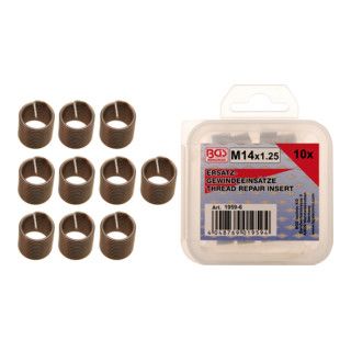 BGS Vervangingsdraad Inzetstukken M14 x 1,25 mm - 10 Stuks