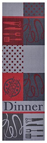 Zala Living Wasbare keukenloper Dinner - rood grijs (50 x 150 cm)