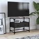 Maison Exclusive - meuble TV avec plateau en verre, noir, 60x35x51 cm, en panneaux de particules