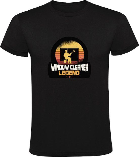 Window Cleaner Legend Heren T-shirt - Zwart - Maat S