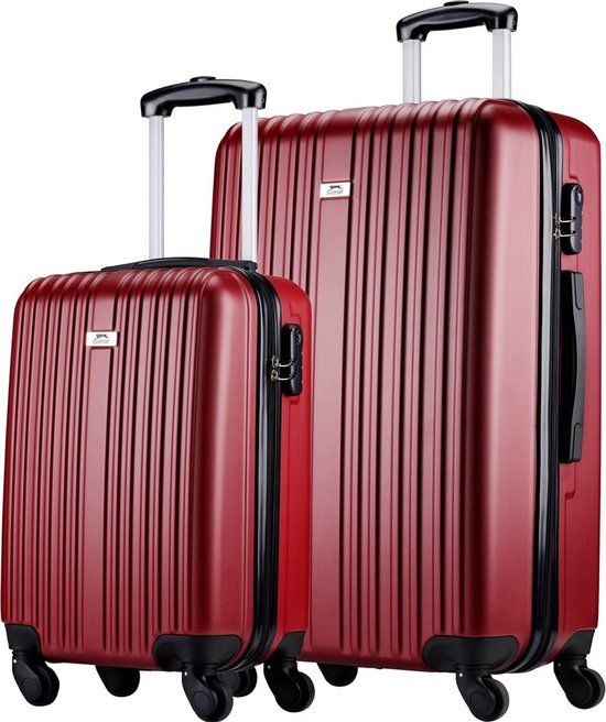 Slazenger Kofferset 2 Delig - Handbagage Trolley en Ruimbagage Koffer (S + M/L) - ABS Hardcase Koffer Set met 360° Wielen - Cijferslot - Rood