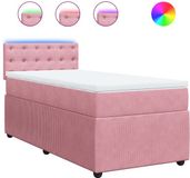 vidaXL Boxspringbed met matras, roze, 90x190 cm, fluweel