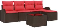vidaXL Tuinbank Set Bruin Polyrattan 3-zits