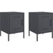 Acier Tables De Chevet 2 Pcs Cabinet De Chevet Table De Nuit Anthracite 36x39x50,5 cm