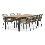 LUX outdoor living Delta/Seville zand dining tuinset | 6 personen | teakhout + aluminium | 220cm