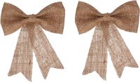 Merkloos / Sans marque Kaemingk B.V. Decoris Kersthanger - 10x - strik - naturel - jute - glitters - 24 cm
