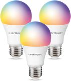 Hoftronic Smart - E27 SMART WiFi LED Lamp - 3-Pack - RGBWW - 10W - 806lm - Dimmable - App & Voice Control