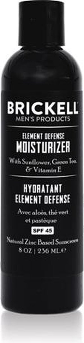 Brickell Element Defense Moisturizer Met SPF45 Voor Mannen, Natuurlijk en Organisch, Zink SPF45 Zonnebrandcrème, Hydrateert en Beschermt de Huid Tegen UVA/UVB-stralen, 236 Millilieter, Ongeparfumeerd