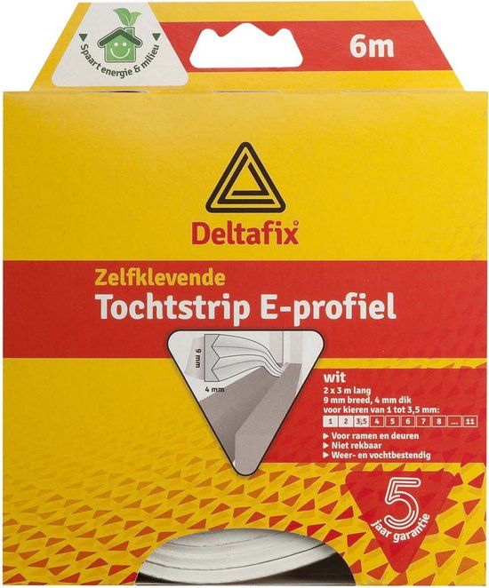 Deltafix Tochtstrip E-Profiel Wit 6M
